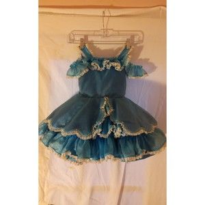Vintage 1976 Pageant Dress Beautiful Iridescent Turquoise & Navy lined 3T or 4T.